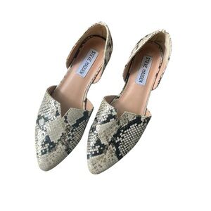 Steve Madden Non Slip Black Cream Snakeskin Flats Size 6.5